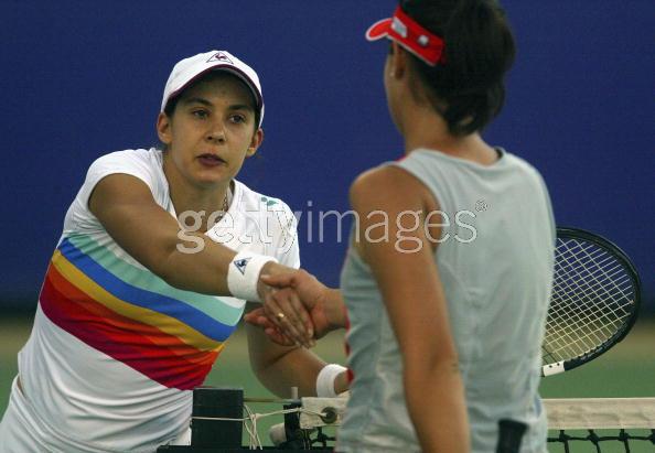 Ana Ivanovic during her match against Marion Bartoli at the Canberra Womens Classic tennis tournament 