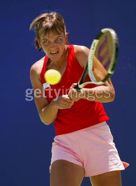 Yuliana Fedak from Ukraine during her semi final match against Ana Ivanovic  at the Canberra Womens Classic tennis tournament today. Ivanovic won 6-1, 6-2 