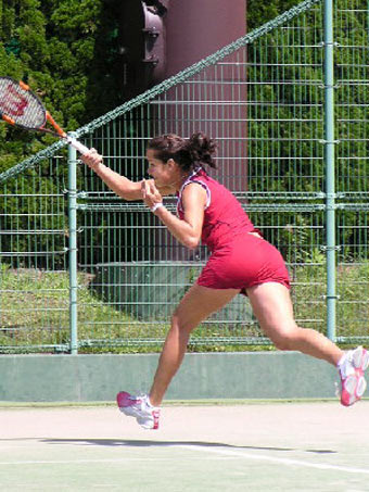 Ana Ivanovic  during her  match against Ekaterina Bychkova from Russia at the  Fukuoka International ITF tennis tournament today. Ivanovic won 4-6 7-6(6) 7-6(5)