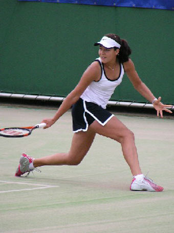 Ana Ivanovic  during her  final match against Jarmila Gaidosova from Slovakia at the  Fukuoka International ITF tennis tournament today. Ivanovic won 6-2 6-7(4) 7-6(4)