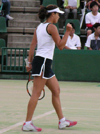 Ana Ivanovic  during her  final match against Jarmila Gaidosova from Slovakia at the  Fukuoka International ITF tennis tournament today. Ivanovic won 6-2 6-7(4) 7-6(4)