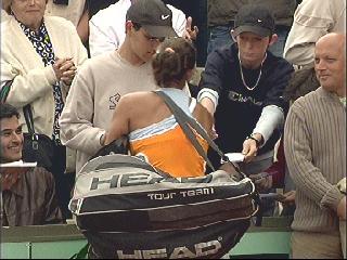 Ana Ivanovic  during their match with Stephanie Foretz  in the first round of the tennis French Open at Roland Garros, 24 May 2005 in Paris