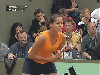 Ana Ivanovic  during their match with Stephanie Foretz  in the first round of the tennis French Open at Roland Garros, 24 May 2005 in Paris