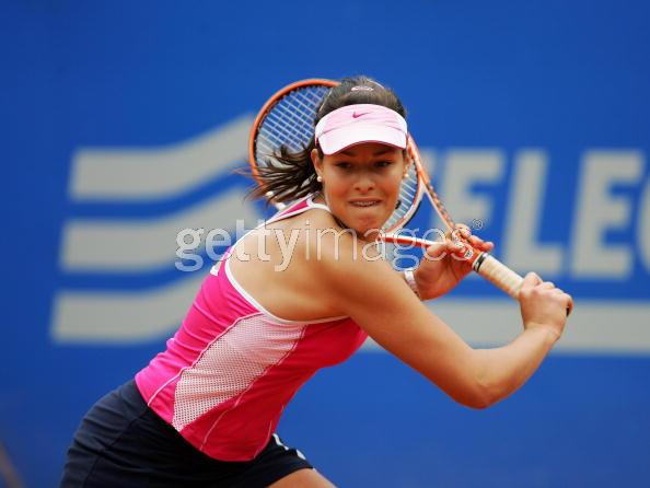 Ana Ivanovic  in action during her match against Tatiana Golovin of France  at The Foro Italico May 10, 2005 in Rome.  Ana win 6-3  6-4.