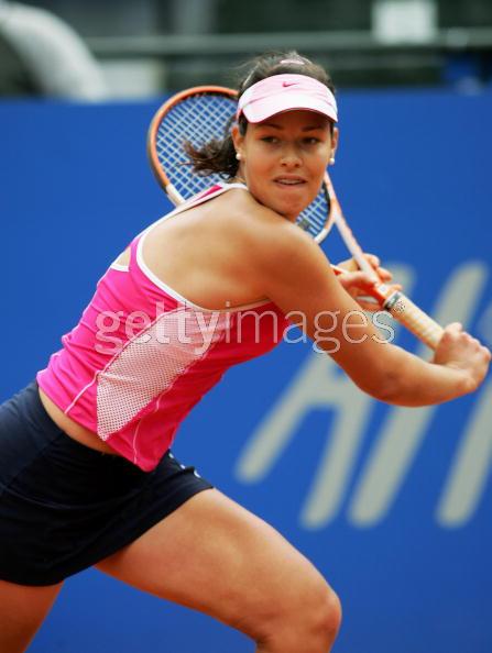 Ana Ivanovic of Serbia Montenegro in action during her match against Tatiana Golovin of France during the second day of The Telecom Italia Masters Tennis at The Foro Italico May 10, 2005 in Rome, 