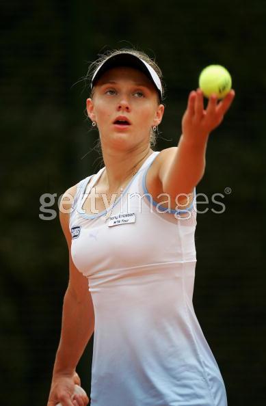 Anna Chakvetadze of Russia in action during her match against Ana Ivanovic of Serbia and Montenegro during the third day of The Telecom Italia Masters Tennis on May 11, 2005 at The Fro Italico in Rome