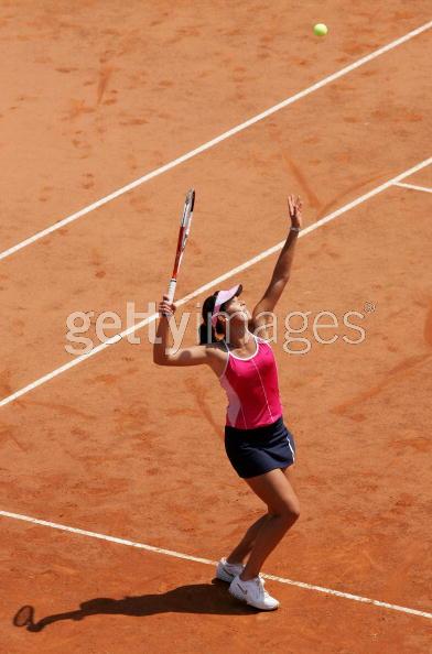 Ana Ivanovic serves during her match against Switzerland's Patty Schnyder, in Rome's Italian WTA Master, 12 May 2005