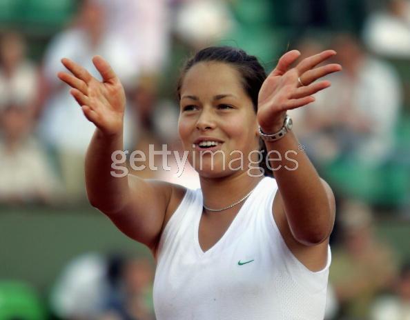 Ana Ivanovic of Serbia applauds after winning against Amelie Mauresmo of France the third round match of the tennis French Open at Roland Garros against , 28 May 2005 in Paris. Ivanovic won 6-4, 3-6, 6-4