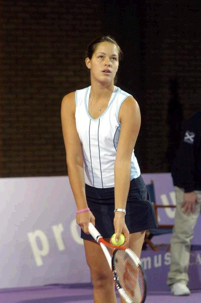 Ana Ivanovic  service the ball during  her first match against Vanessa Henke , which she won  6-2 1-6  6-2.