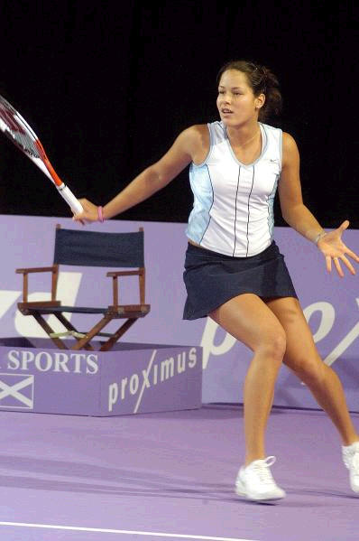 Ana Ivanovic  returns a ball  during  her first match against Vanessa Henke , which she won  6-2 1-6  6-2.