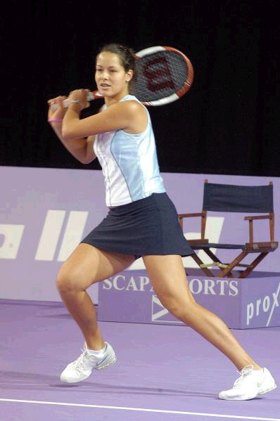 Ana Ivanovic  returns a ball  during  her first match against Vanessa Henke , which she won  6-2 1-6  6-2.