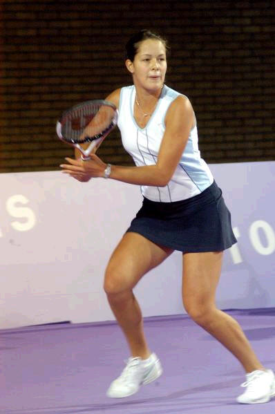 Ana Ivanovic  returns a ball  during  her first match against Vanessa Henke , which she won  6-2 1-6  6-2.