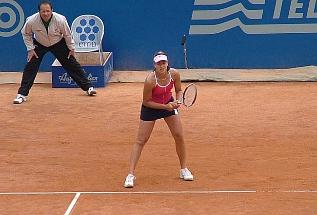 Ana Ivanovic  in action during her match against Tatiana Golovin of France  at The Foro Italico May 10, 2005 in Rome.  Ana win 6-3  6-4.