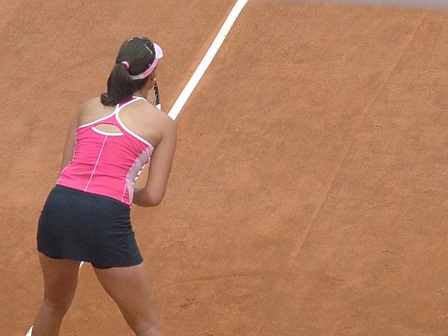 Ana Ivanovic  in action during her match against Tatiana Golovin of France  at The Foro Italico May 10, 2005 in Rome.  Ana win 6-3  6-4.