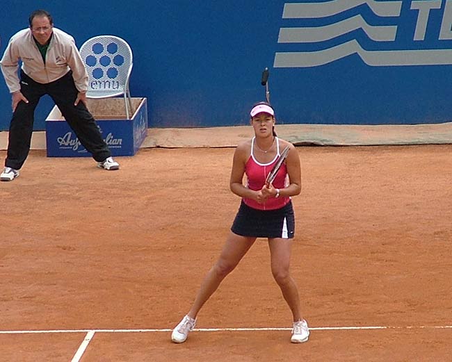 Ana Ivanovic  in action during her match against Tatiana Golovin of France  at The Foro Italico May 10, 2005 in Rome.  Ana win 6-3  6-4.