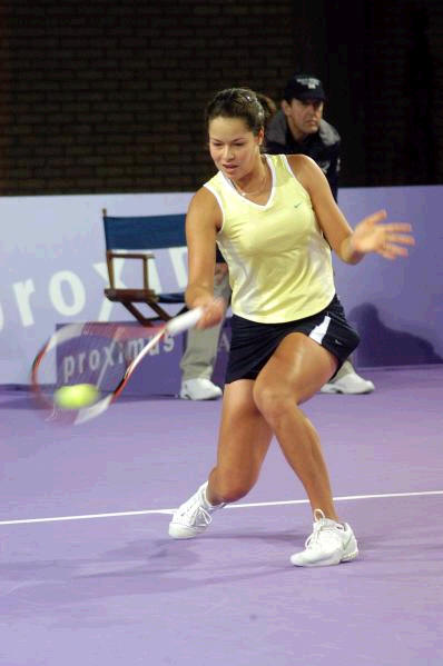 Ana Ivanovic  hits a forehand   during  her third match against Anka Barna, which she won with score 6-4 7-6