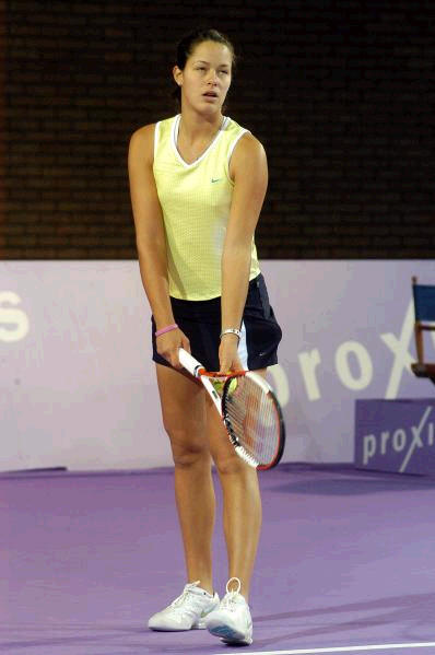 Ana Ivanovic  on the service   during  her third match against Anka Barna, which she won with score 6-4 7-6