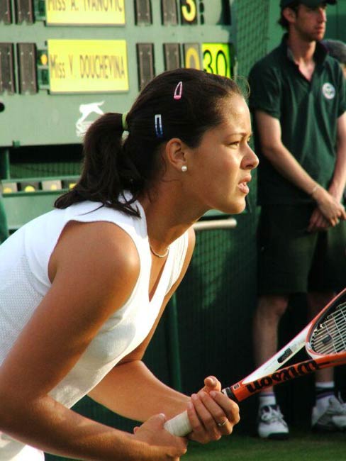 Ana Ivanovic looks deep in thought in her first round match against Vera Douchevina on Day 2