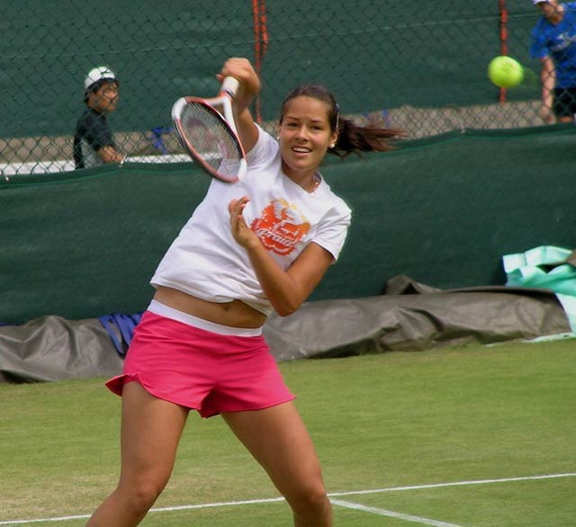 Ana Ivanovic  on practice before beginning of Wimbledon Lawn Tennis Championship on June 2005