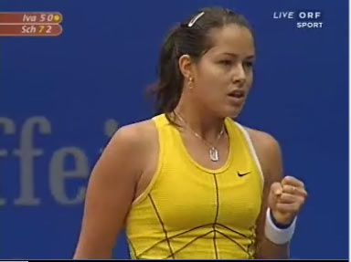 Ana Ivanovic during their semifinal match against Patty Schnyder from Switzerland at the WTA Generali Ladies tennis tournament in Linz, Austria, on Saturday, Oct. 29, 2005.