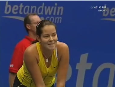 Ana Ivanovic during their semifinal match against Patty Schnyder from Switzerland at the WTA Generali Ladies tennis tournament in Linz, Austria, on Saturday, Oct. 29, 2005.