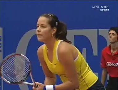 Ana Ivanovic during their semifinal match against Patty Schnyder from Switzerland at the WTA Generali Ladies tennis tournament in Linz, Austria, on Saturday, Oct. 29, 2005.