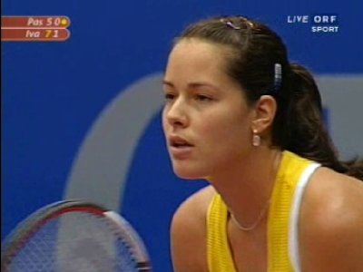 Ana Ivanovic  during their Linz Open second round tennis match against Tamira Paszek of Austria in Linz October 27, 2005. Ivanovic won 7-5 6-1.