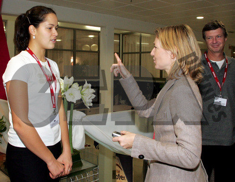 Ana Ivanovic chats with Tournament Director Sandra Reichel.