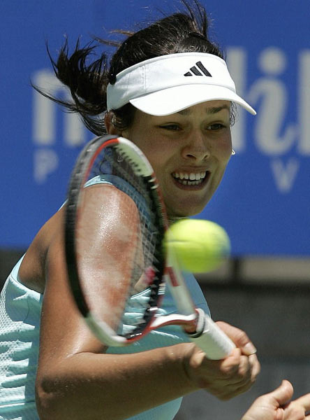 Ana Ivanovic during their quarterfinal match against Svetlana Kuznetsova of Russia at the Sydney International tennis tournament January 11, 2006. Kuznetsova defeated Ivanovic 7-6 6-3. 