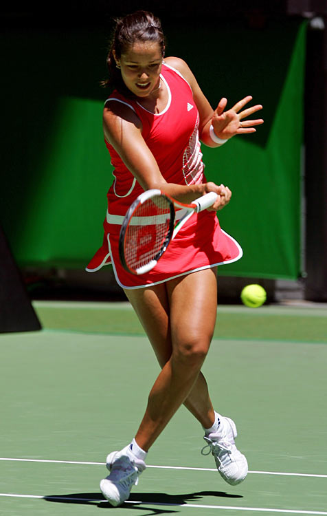 Ana Ivanovic of Serbia and Montenegro plays a match against Samantha Strosur of Australia during the Australian Open Tennis Tournament in Melbourne, Australia, Thursday, Jan 19, 2006. Stosur won the match 6-3, 7-5.