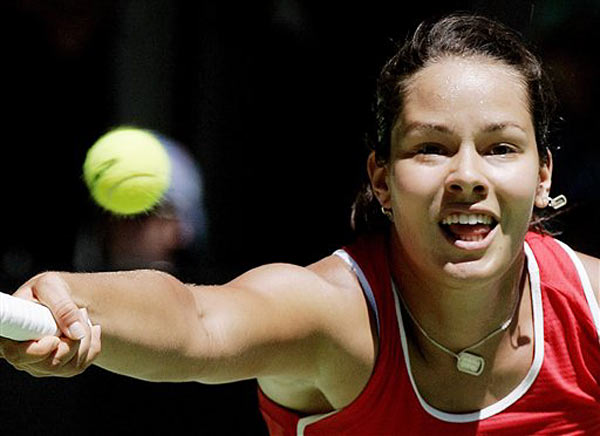 Ana Ivanovic of Serbia and Montenegro plays a match against Samantha Strosur of Australia during the Australian Open Tennis Tournament in Melbourne, Australia, Thursday, Jan 19, 2006. Stosur won the match 6-3, 7-5.