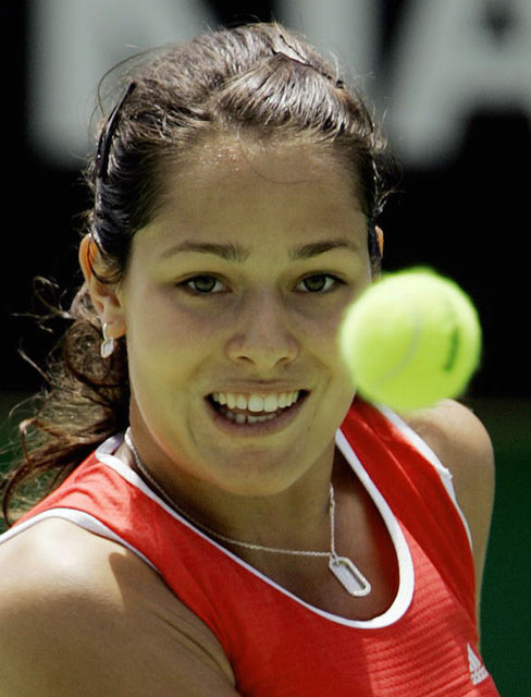 Ana Ivanovic of Serbia and Montenegro returns the shot against Shenay Perry of USA during the Australian Open Tennis Tournament in Melbourne, Australia, Tuesday, Jan 17, 2006. Ivanovic won the match 6-4, 6-4. 