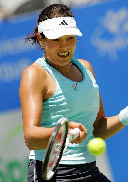 Ana Ivanovic during their quarterfinal match against Svetlana Kuznetsova of Russia at the Sydney International tennis tournament January 11, 2006. Kuznetsova defeated Ivanovic 7-6 6-3. 