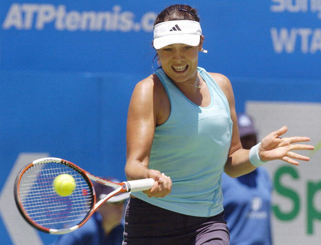 Ana Ivanovic during their quarterfinal match against Svetlana Kuznetsova of Russia at the Sydney International tennis tournament January 11, 2006. Kuznetsova defeated Ivanovic 7-6 6-3. 