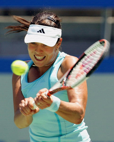 Ana Ivanovic during their quarterfinal match against Svetlana Kuznetsova of Russia at the Sydney International tennis tournament January 11, 2006. Kuznetsova defeated Ivanovic 7-6 6-3. 