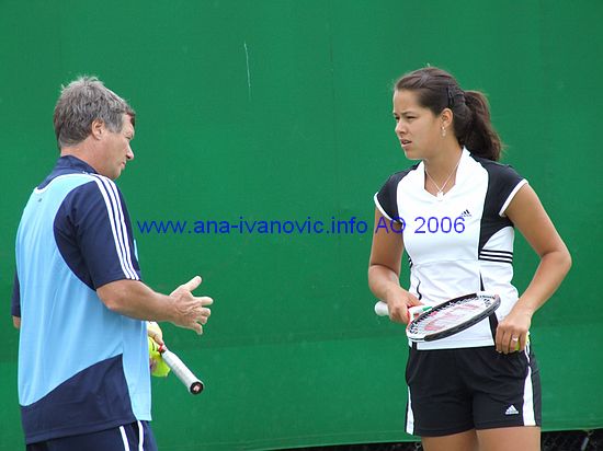 Ana Ivanovic in the practice before the first round match at the Australian Open Tennis Tournament in Melbourne, Australia .