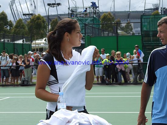 Ana Ivanovic in the practice before the first round match at the Australian Open Tennis Tournament in Melbourne, Australia .