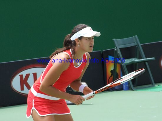 Ana Ivanovic of Serbia and Montenegro in the 1st round match against Shenay Perry of USA during the Australian Open Tennis Tournament in Melbourne, Australia, Tuesday, Jan 17, 2006. Ivanovic won the match 6-4, 6-4.