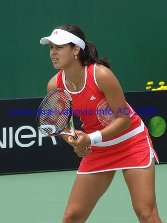 Ana Ivanovic of Serbia and Montenegro in the 1st round match against Shenay Perry of USA during the Australian Open Tennis Tournament in Melbourne, Australia, Tuesday, Jan 17, 2006. Ivanovic won the match 6-4, 6-4.