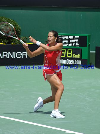 Ana Ivanovic of Serbia and Montenegro in the 1st round match against Shenay Perry of USA during the Australian Open Tennis Tournament in Melbourne, Australia, Tuesday, Jan 17, 2006. Ivanovic won the match 6-4, 6-4.