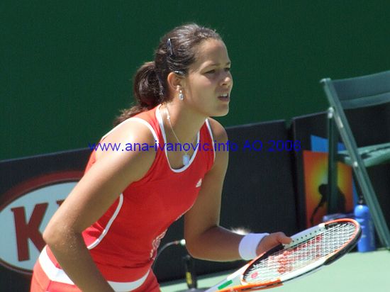 Ana Ivanovic of Serbia and Montenegro in the 1st round match against Shenay Perry of USA during the Australian Open Tennis Tournament in Melbourne, Australia, Tuesday, Jan 17, 2006. Ivanovic won the match 6-4, 6-4.