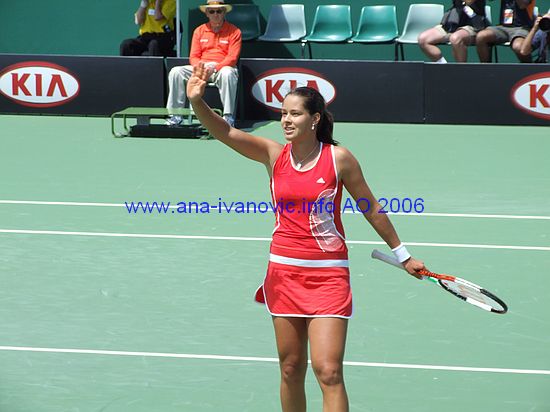 Ana Ivanovic of Serbia and Montenegro in the 1st round match against Shenay Perry of USA during the Australian Open Tennis Tournament in Melbourne, Australia, Tuesday, Jan 17, 2006. Ivanovic won the match 6-4, 6-4.